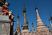 Rows of stupas in the Kakku (Kekku) Pagoda complex. The complex was kept hidden from the rest of the world until 2002 when it was opened to foreigners. Shan State, Burma (Myanmar). 